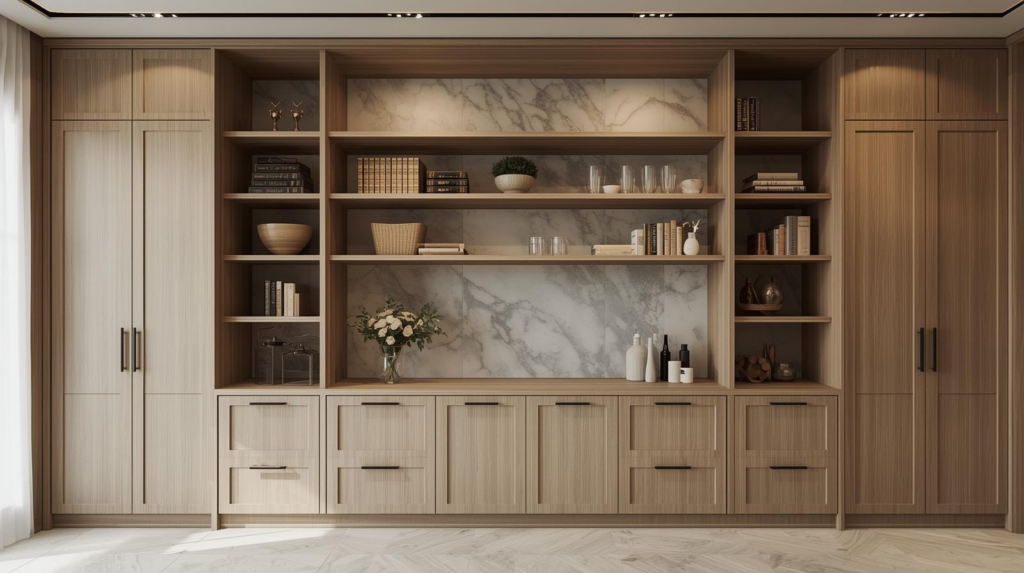 Ruang Penyimpanan Tanpa Batas: Ide Custom Furniture Lemari dan Rak dari Lantai ke Langit-langit 2 ✅ | Jualkayu 2026 Lemari Custom, Rak Custom, Built-in Storage, Desain Interior, Penyimpanan Vertikal, Furniture Plafon