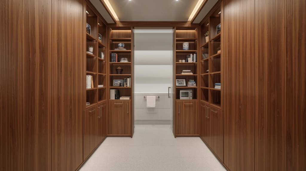 Ruang Penyimpanan Tanpa Batas: Ide Custom Furniture Lemari dan Rak dari Lantai ke Langit-langit 1 ✅ | Jualkayu 2026 ❤️ Lemari Custom Rak Custom Built in Storage Desain Interior Penyimpanan Vertikal Furniture Plafon | Jualkayu 2026