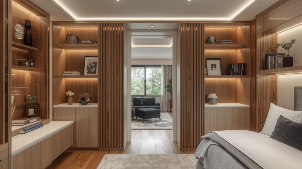 Ruang Penyimpanan Tanpa Batas: Ide Custom Furniture Lemari dan Rak dari Lantai ke Langit-langit 4 ✅ | Jualkayu 2026 Lemari Custom, Rak Custom, Built-in Storage, Desain Interior, Penyimpanan Vertikal, Furniture Plafon